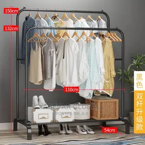 Double Pole Cloth Hanger Rack With Wheel Good for Boutique