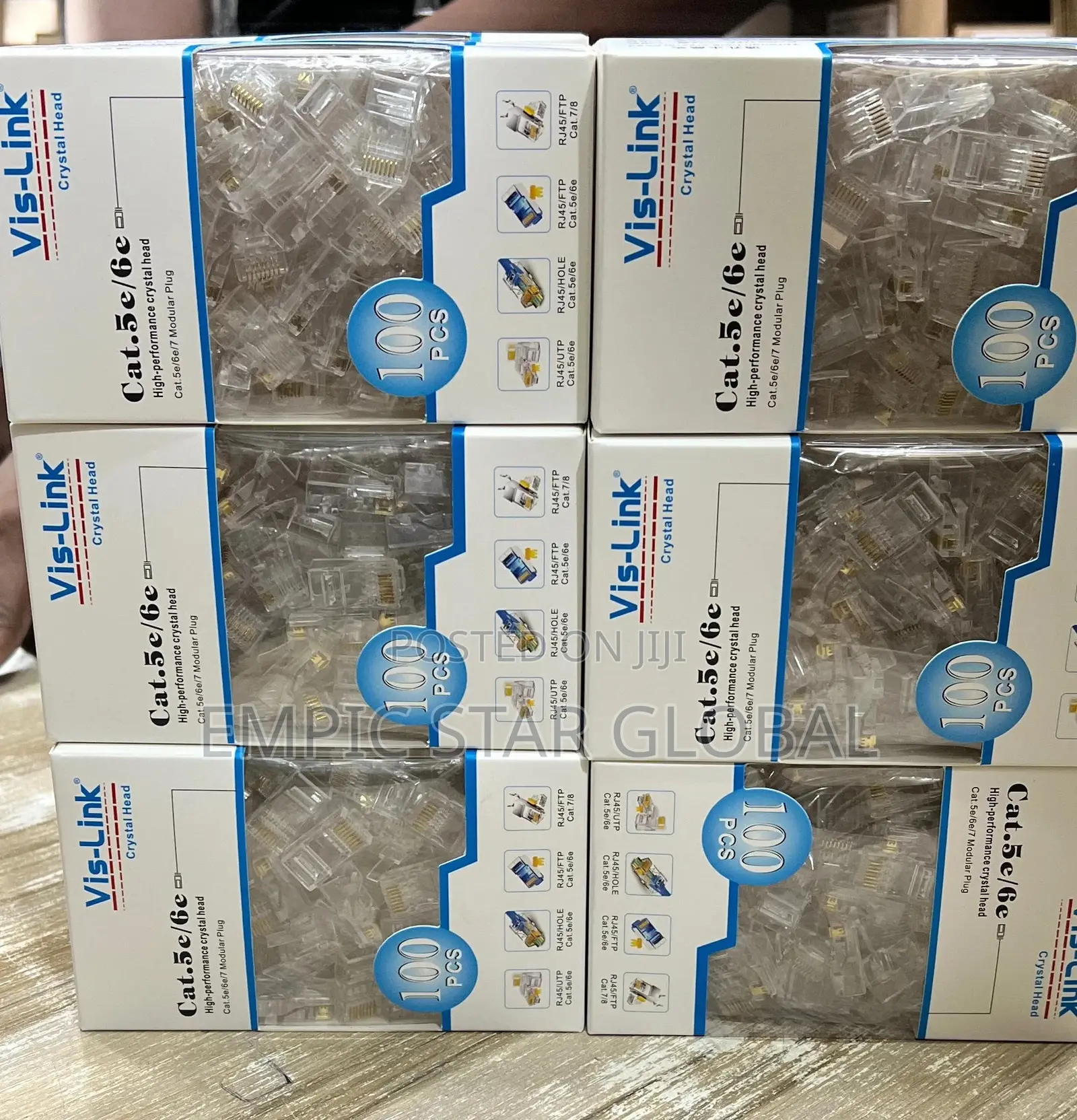 RJ45 Cat6 Connector 100pcs in Pack Utp