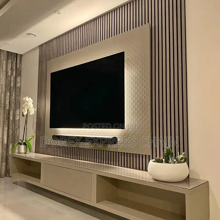 Tv Console With Wall Cladding And Light
