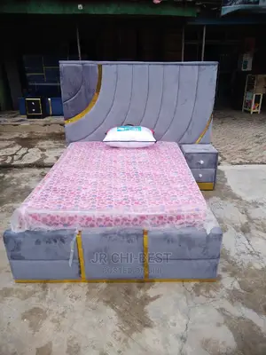 High Standard 4.5 by 6 Upholstery HDF Bedframe With a Padded Drawer