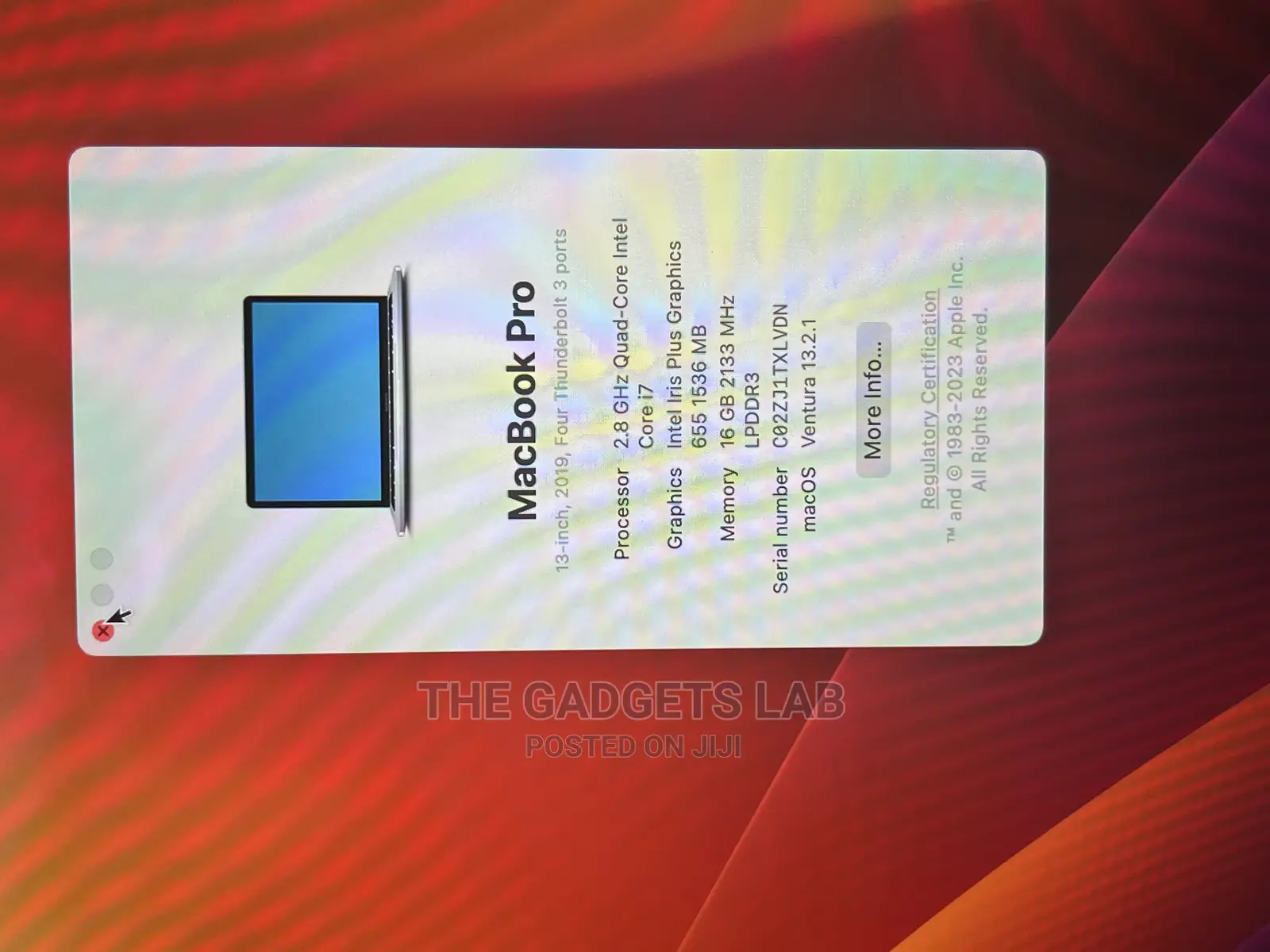 Laptop Apple MacBook Pro 2019 16GB Intel Core I7 SSD 1T