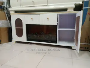 White Fireplace TV Stands With Double Drawer
