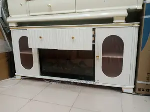 Top Class White Fireplace TV Stands With Double Drawer