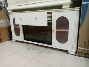 World Class White Fireplace TV Stands With Double Drawer
