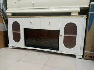 Superior Quality White Fireplace Tv Stand With Double Drawer