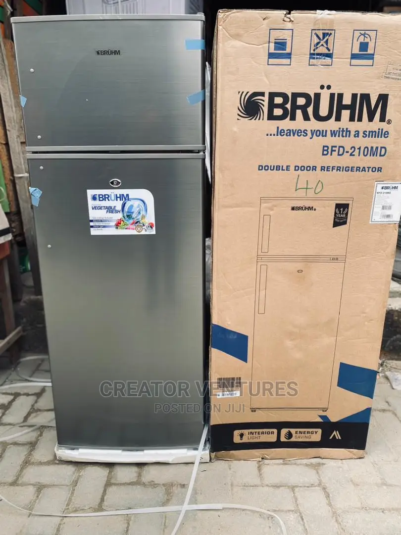 BRUHM Double Door Refrigerator 200L Low Voltage,Fast Cooling