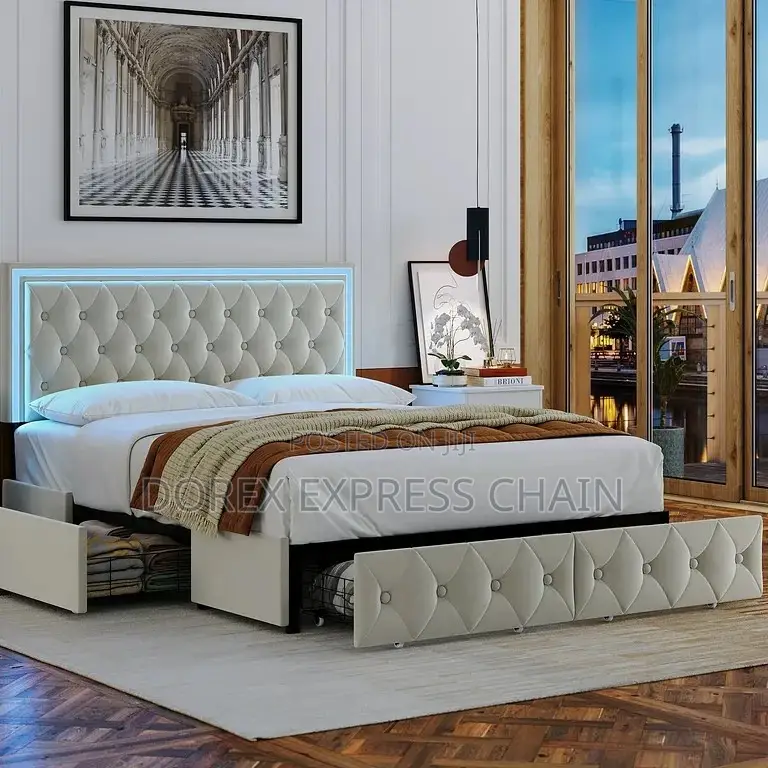 Queen Super Size Bedframe With Bedside.