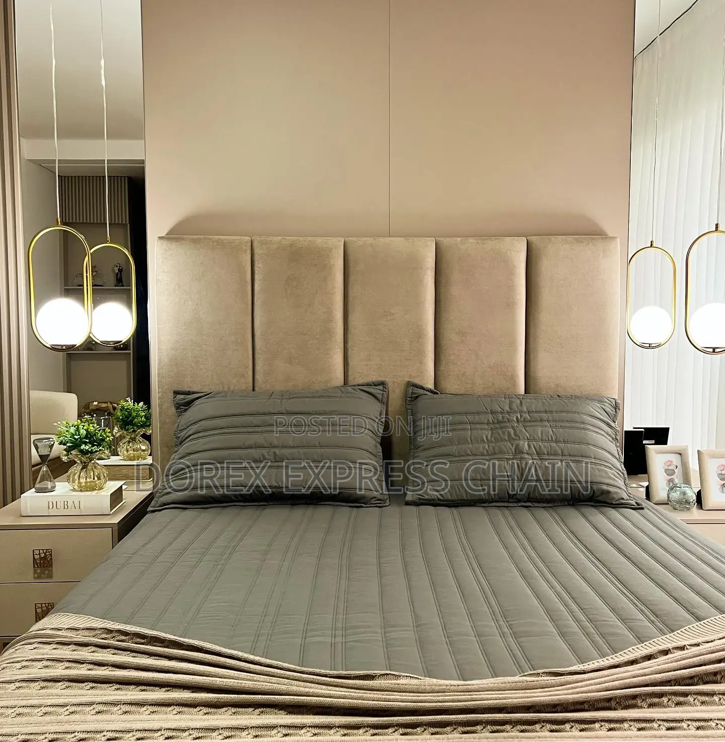 Beautiful Bedframe With Bedside and Mirror