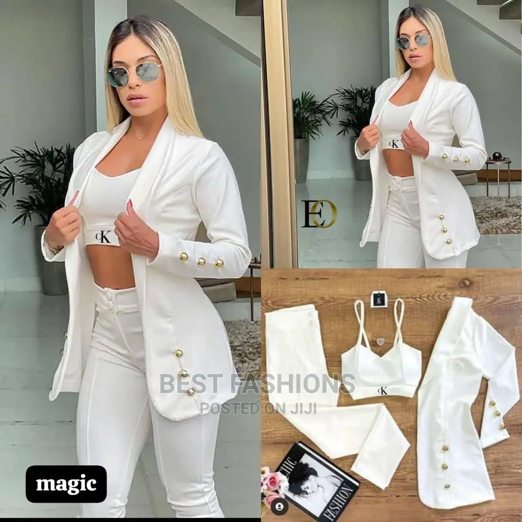 Quality Female 3 Piece White Suit