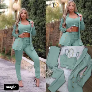 Quality Female 3 Piece White Suit
