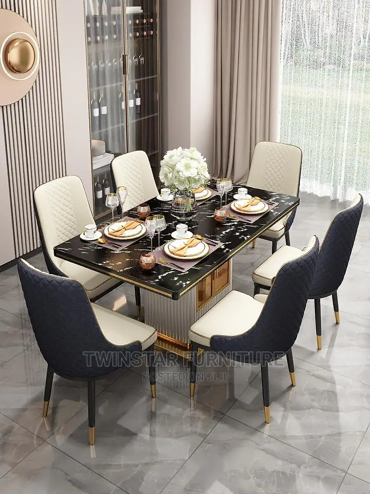 New Modern Luxury White Dinning Table With Chairs