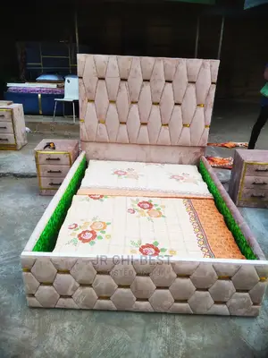 Premium Upholstery HDF Padded 4.5 by 6 Wooden Bedframe With a Bedside
