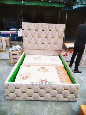 Upholstery HDF Padded 4.5 by 6 Bed Frame With a Padded Bedside