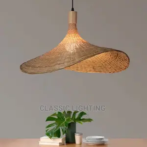 Hand Make Bamboo Wicker LED Pendant Lamps Vintage