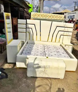 Standard Set of Quality HDF 6 by 6 Wooden Padded Bed Frame