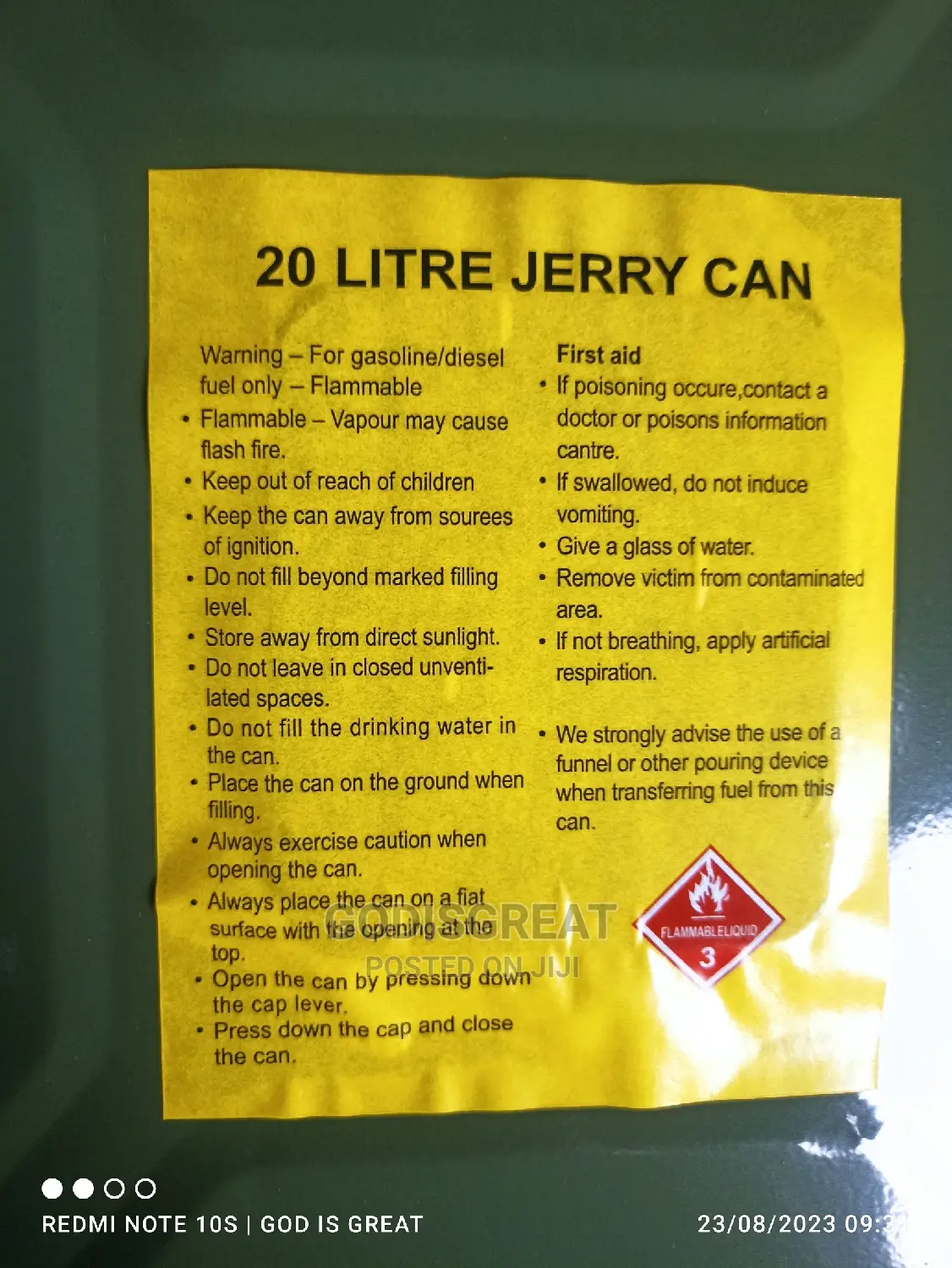 20 Litrs Jerry Can