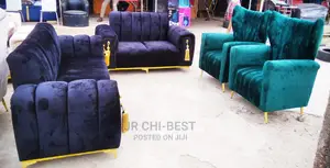 Complete Set of Upholstery Padded Fabric Sofa Chairs / Seaters