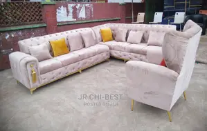 Precisely Constructed Quality Upholstery Fabric L-Shaped Sofa | Chairs