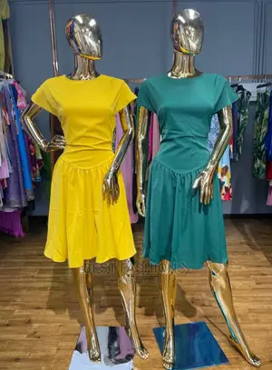 Cute Yellow Gather Flay Dress
