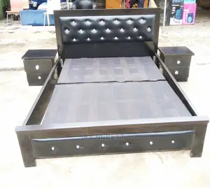 Quality 6 by 6 Wooden HDF Bed Frame With Two Bedsides