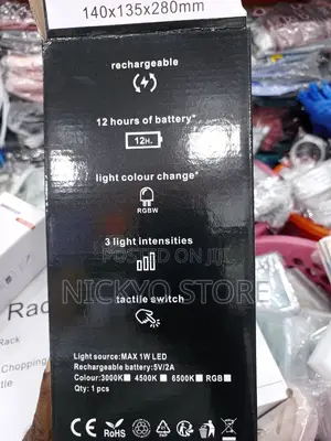 3 Color Crystal Rechargeable Table Lamp