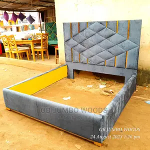 Modern Gray Headboard Bedframe