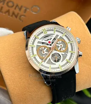 Mont Blanc Leather Chronograph Wristwatch