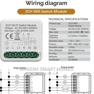 2 Gang Wifi Switch Module