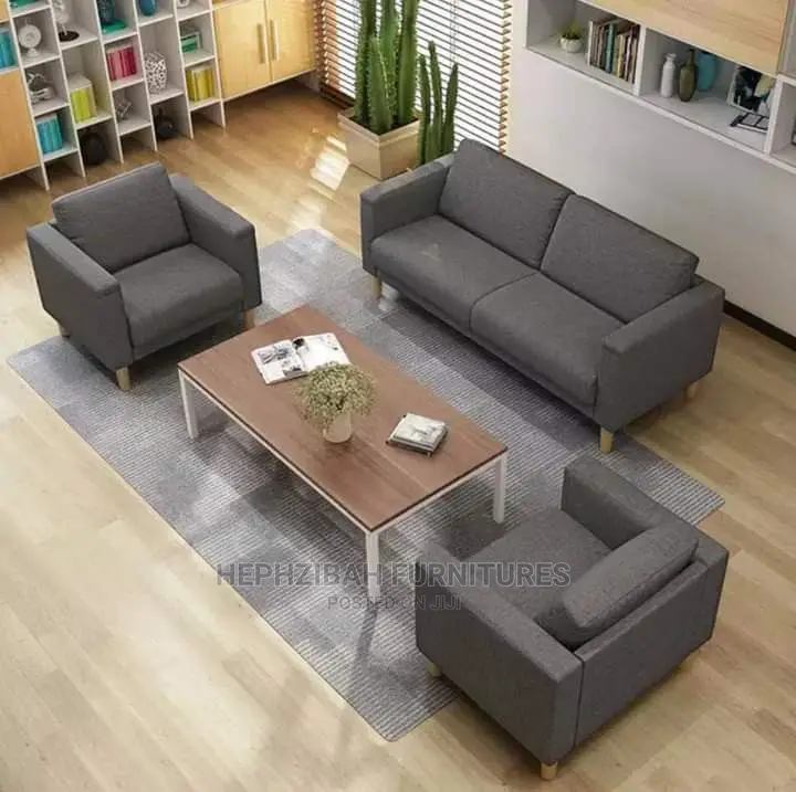 6 Seater Grey Fabric Sofa