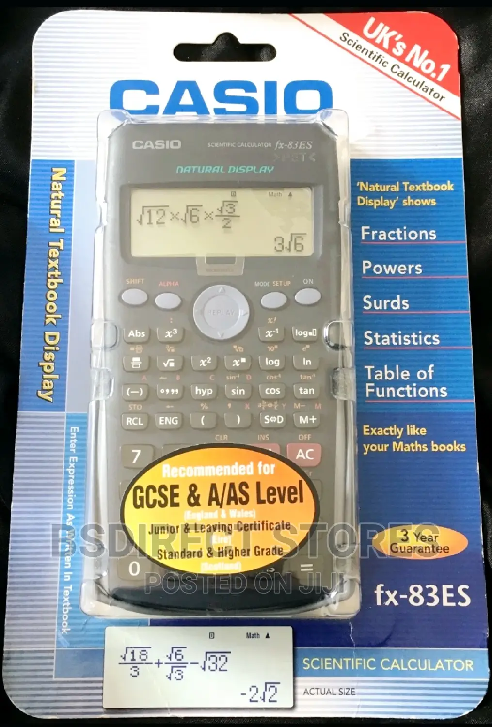 Casio FX-83ES Scientific Calculator Handheld Natural Textbook Display