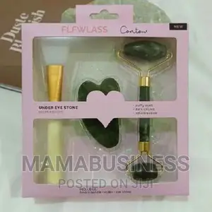 3 in 1 Contour Jade Roller and Gua Sha With Brush Set