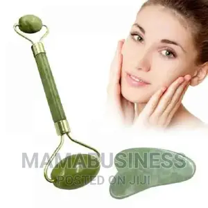 3 in 1 Contour Jade Roller and Gua Sha With Brush Set
