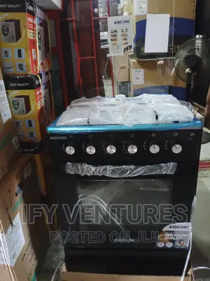 60*60 Bruhm Gas Cooker, 4 Burner Gas, Black Color.