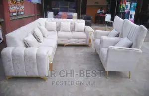 Quality Set of Upholstery L - Shaped Fabric Sofa Chairs