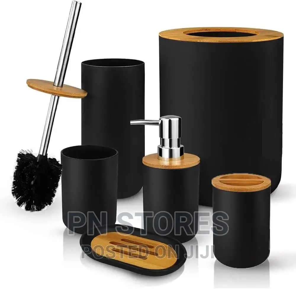 7 in 1 Bathroom and Toilet Accessory Set 7Pieces Bamboo in Lagos