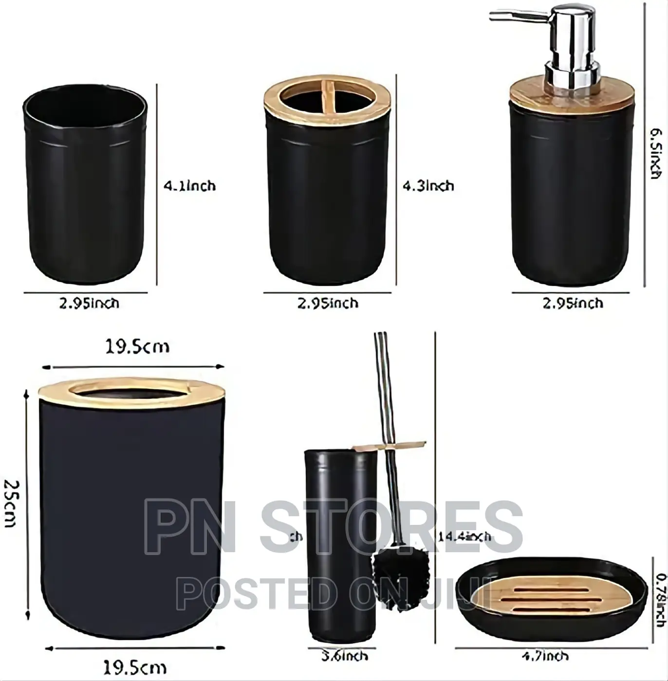 7 in 1 Bathroom and Toilet Accessory Set 7Pieces Bamboo in Lagos
