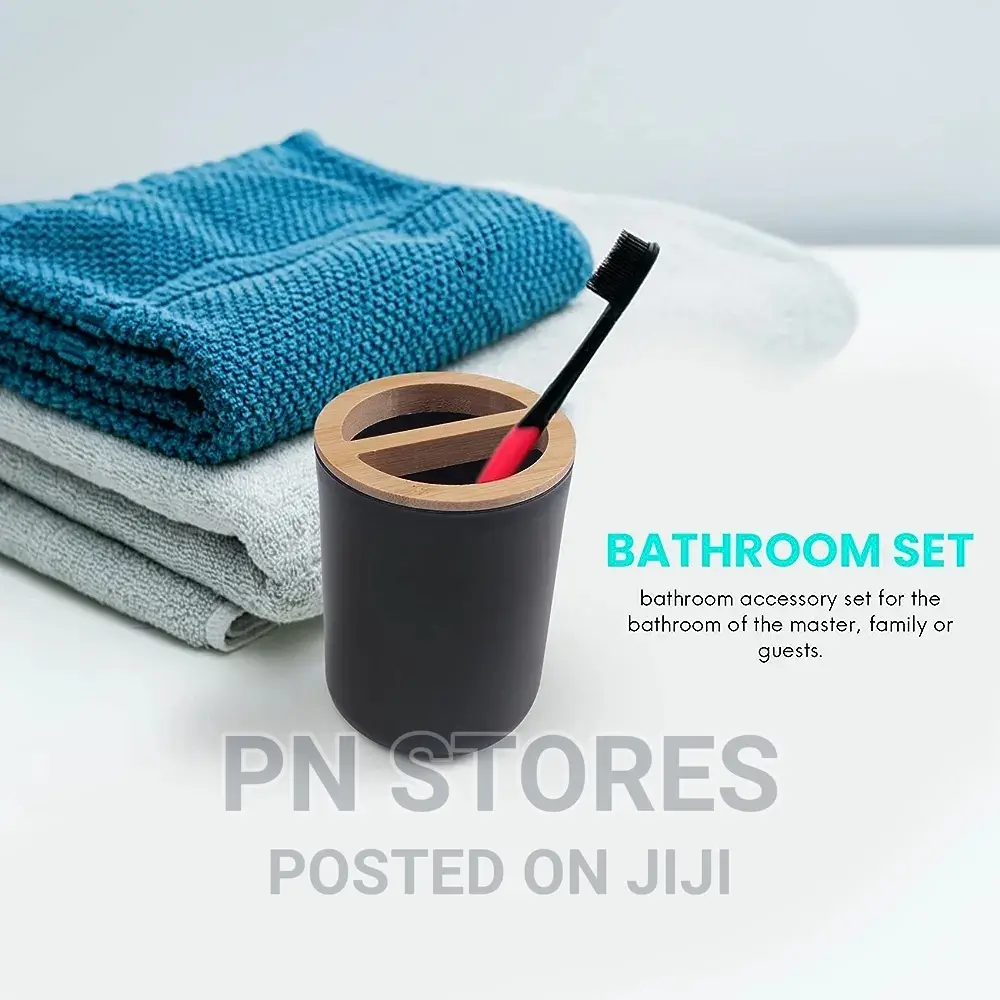 7 in 1 Bathroom and Toilet Accessory Set 7Pieces Bamboo in Lagos