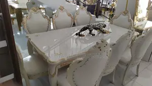 Royal Classic 8 Seater Wooden Dining Table Leather Chairs