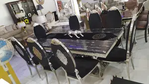 Luxury 8 Seater Marble Top Dining Table Set.
