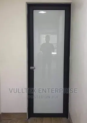 Gray Aluminum Bathroom Door