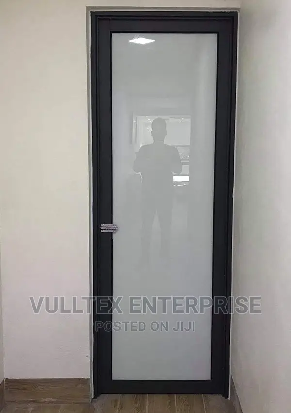 Gray Aluminum Bathroom Door