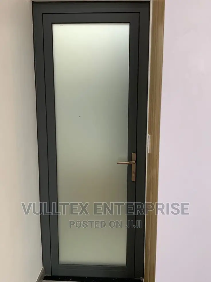 Gray Aluminum Bathroom Door