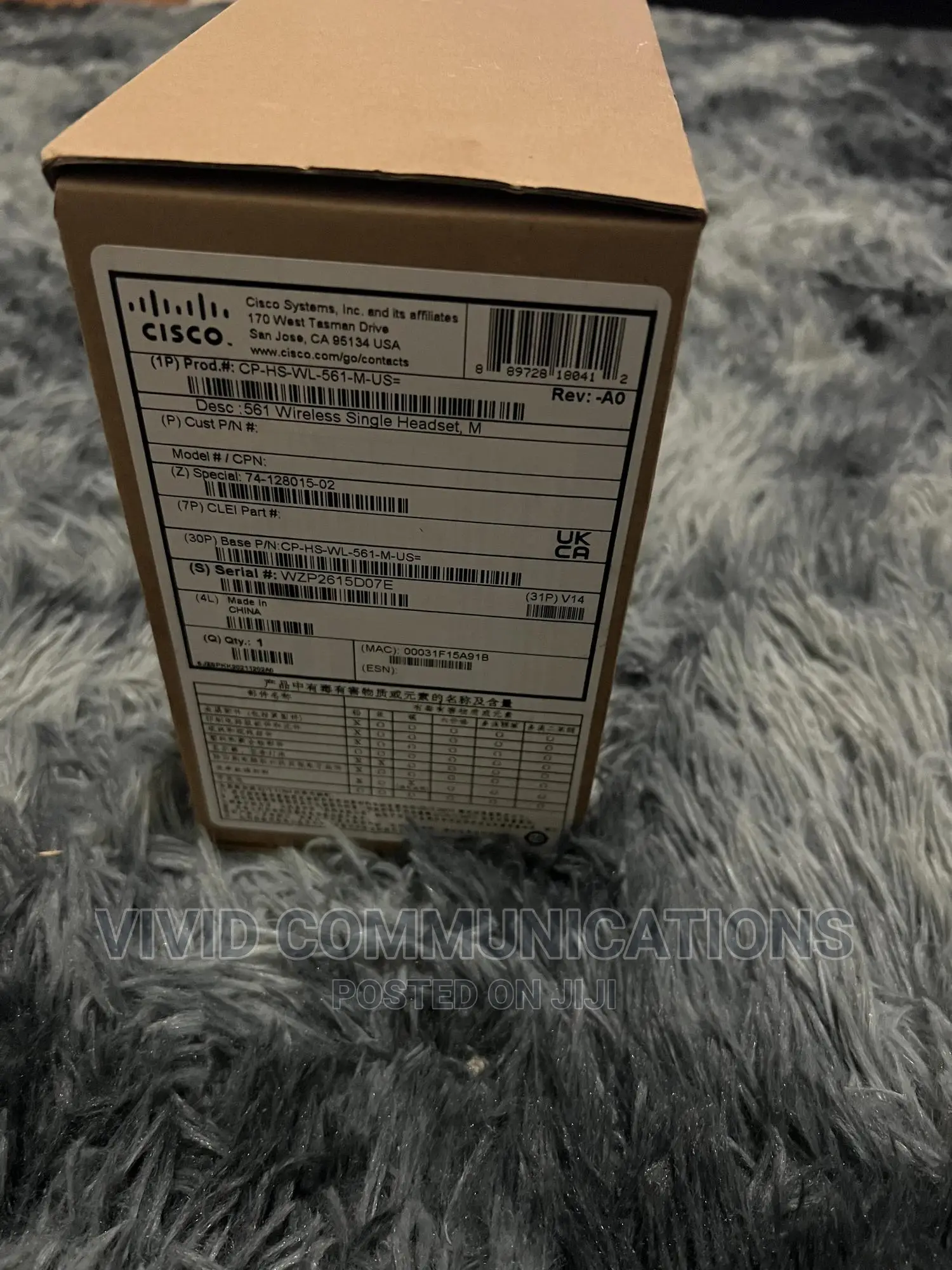Cisco Headset 561, Wireless Single On- Ear DECT Headset