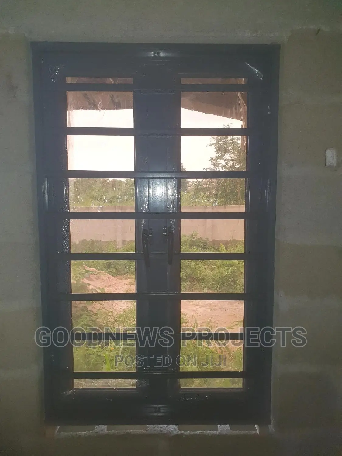 Gray And Reflective Casement Window Only