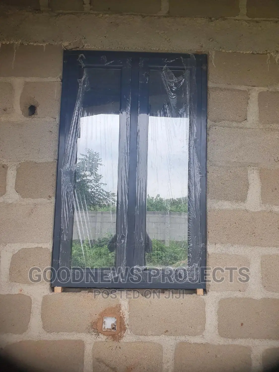 Gray And Reflective Casement Window Only