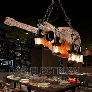 Bar Solid Wood Guitar Chandelier