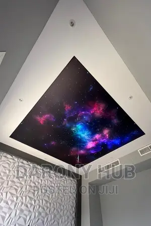 Night Stars Stretch Ceiling Design for Home Cinema Studio