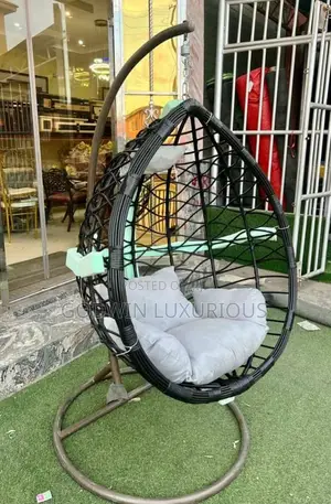 Black Rattan Swing Chair