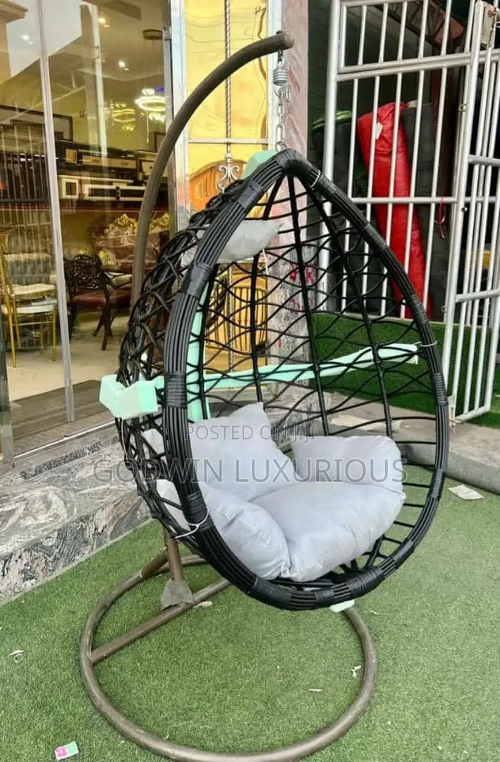 Black Rattan Swing Chair