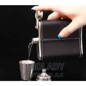 Jack Daniel's Stainless Steel With Leather Hip Flask - Black